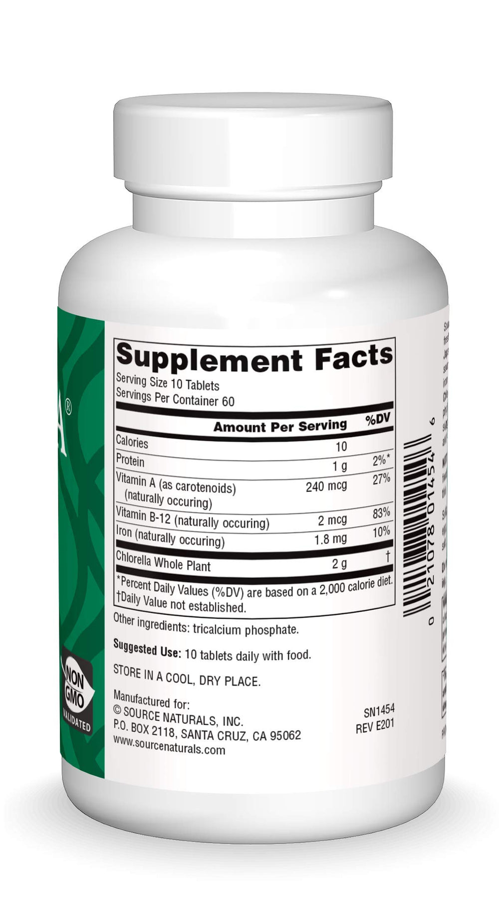 Close-up of Yaeyama chlorella tablets
