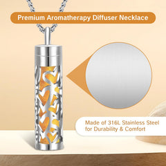 Aromatherapy necklace with refill pad compatibility