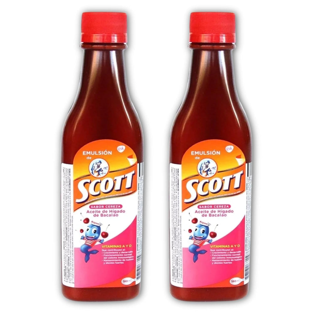 Yahve Cherry Flavored Cod Liver Oil Emulsion bottles, 2-pack (6.1 fl oz / 180 ml each)