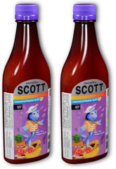 YAHVE Scott's Emulsion Tropical Fruit flavor bottle front view - 360 ml (pack of 2)
