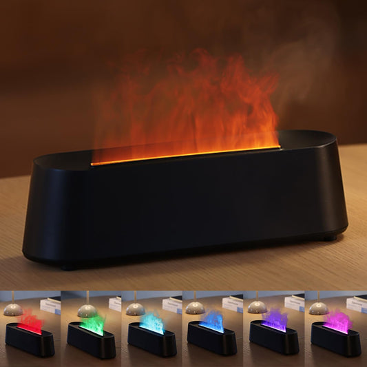 YALEDI fireplace-style essential oil diffuser in black, front view