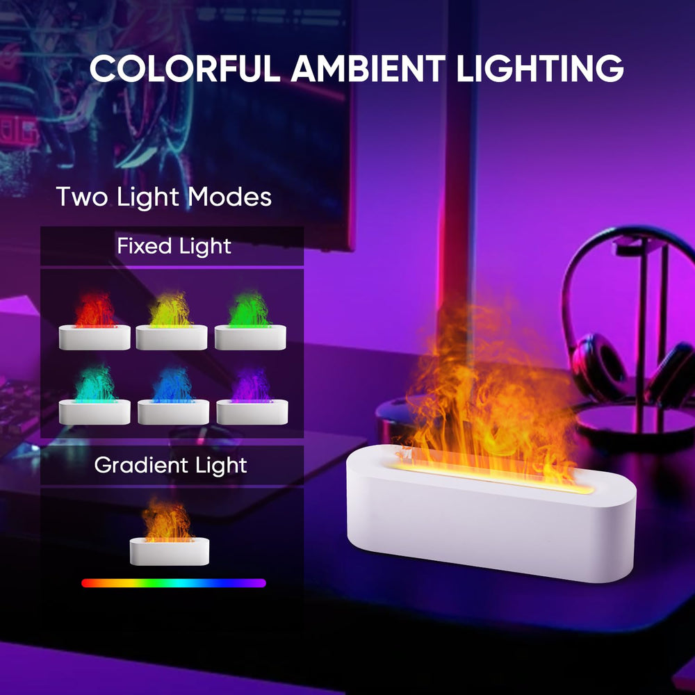 YALEDI white ultrasonic diffuser showing ambient flame light