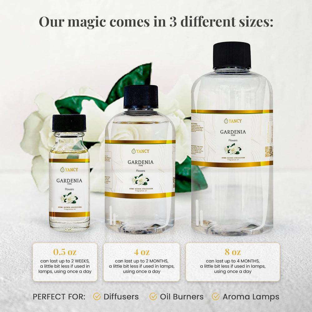 YANCY Gardenia Home Collection fragrance oil packaging 1/2 oz