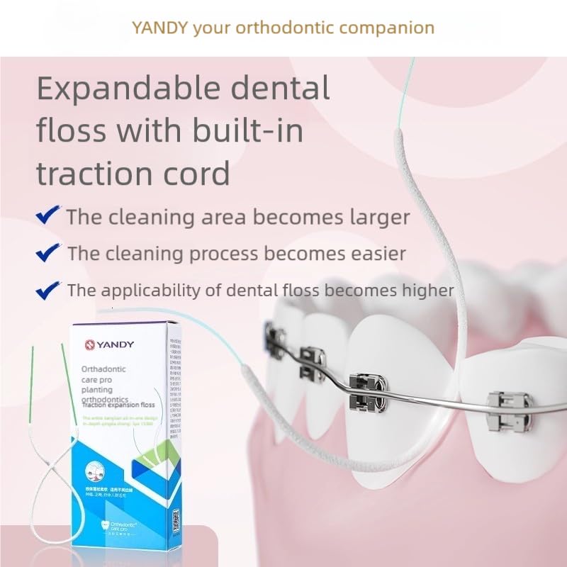 Close-up of pre-cut dental floss strips for braces