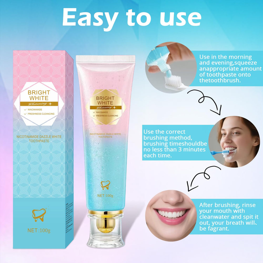 Close-up of dual-color Niacinamide toothpaste formula