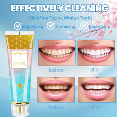 YAYASHI Niacinamide Whitening Toothpaste packaging close-up