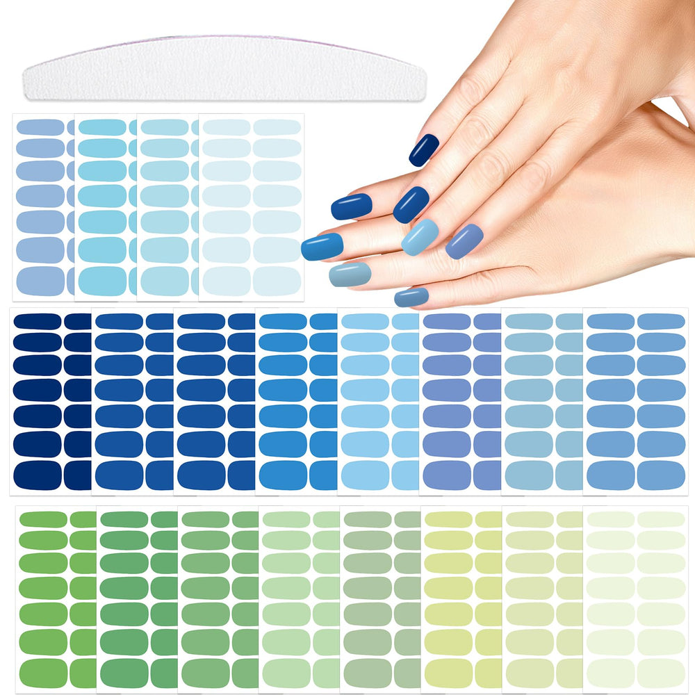 YECIRALA blue and green nail wraps for a quick at-home manicure