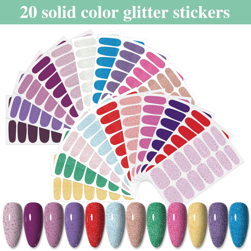 YECIRALA glitter solid designs closeup showing vibrant finishes for chic nails.