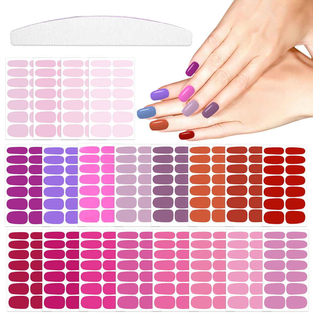 YECIRALA pink and purple solid nail wraps for quick at-home manicure.