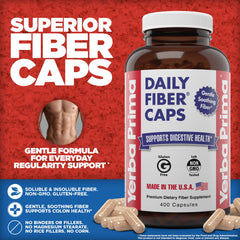 Close-up of fiber capsules highlighting ingredients