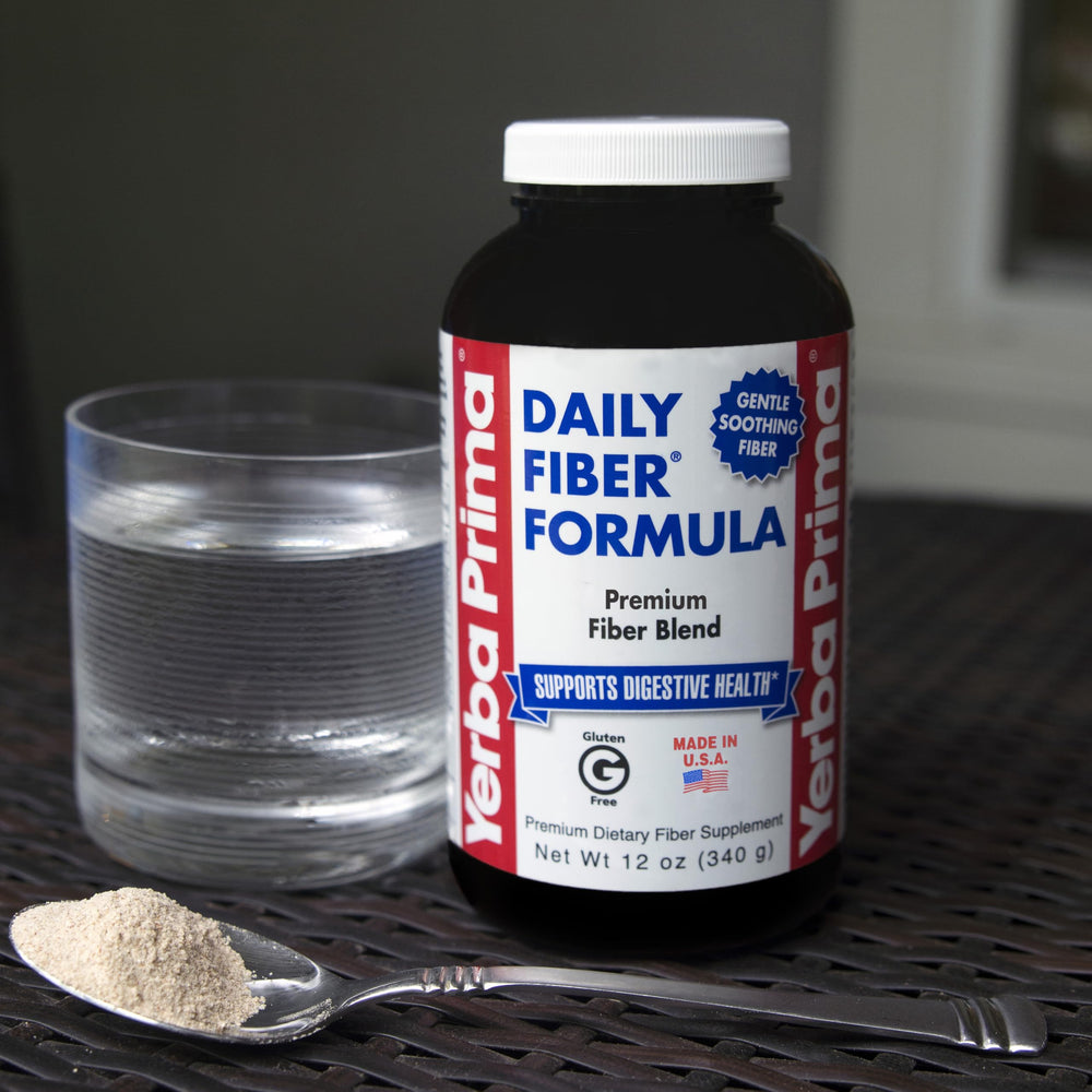 Measuring scoop with Yerba Prima Daily Fiber Powder