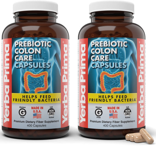 Yerba Prima Prebiotic Colon Care Capsules bottle with label