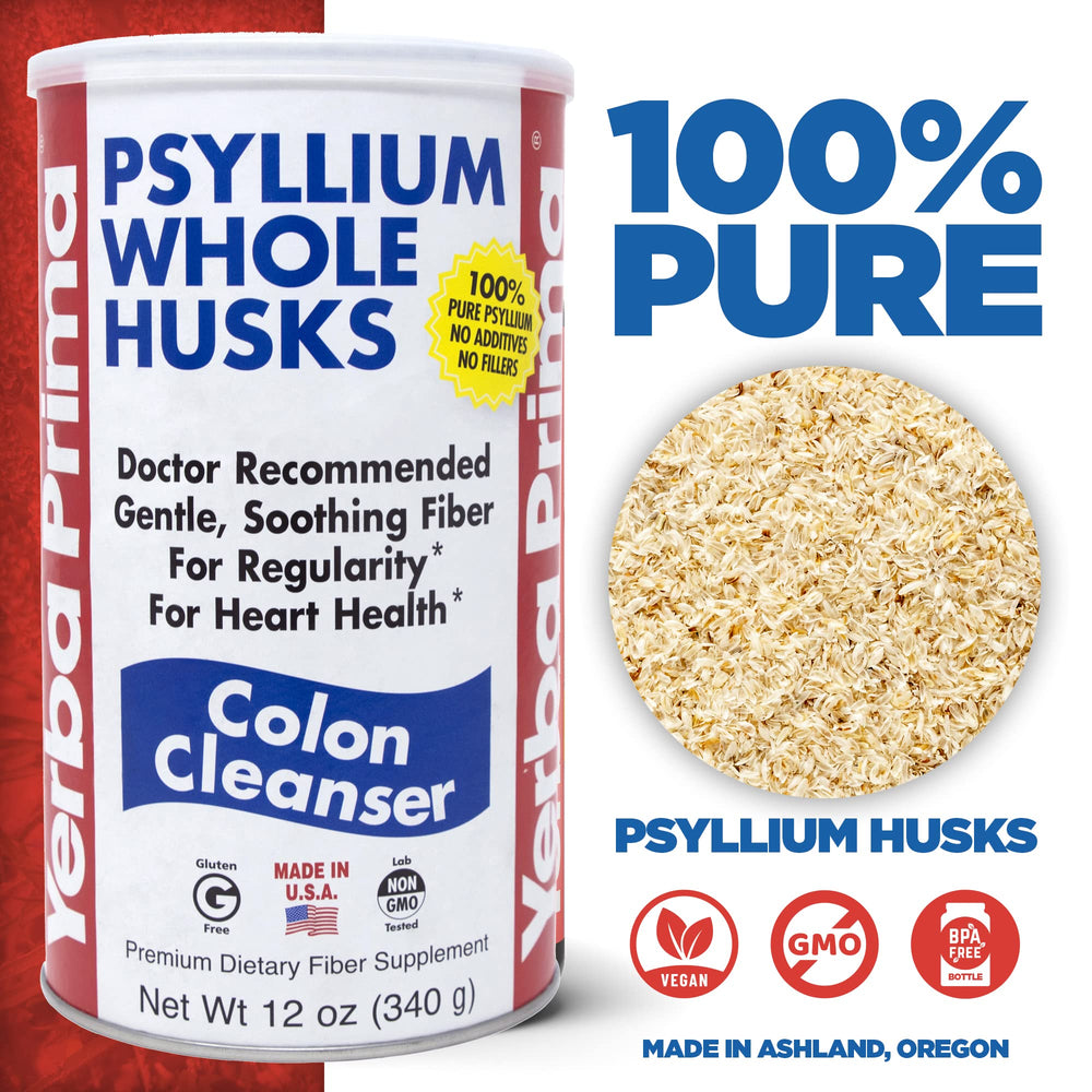 Two bottles of Yerba Prima Psyllium Husk 12 oz pack