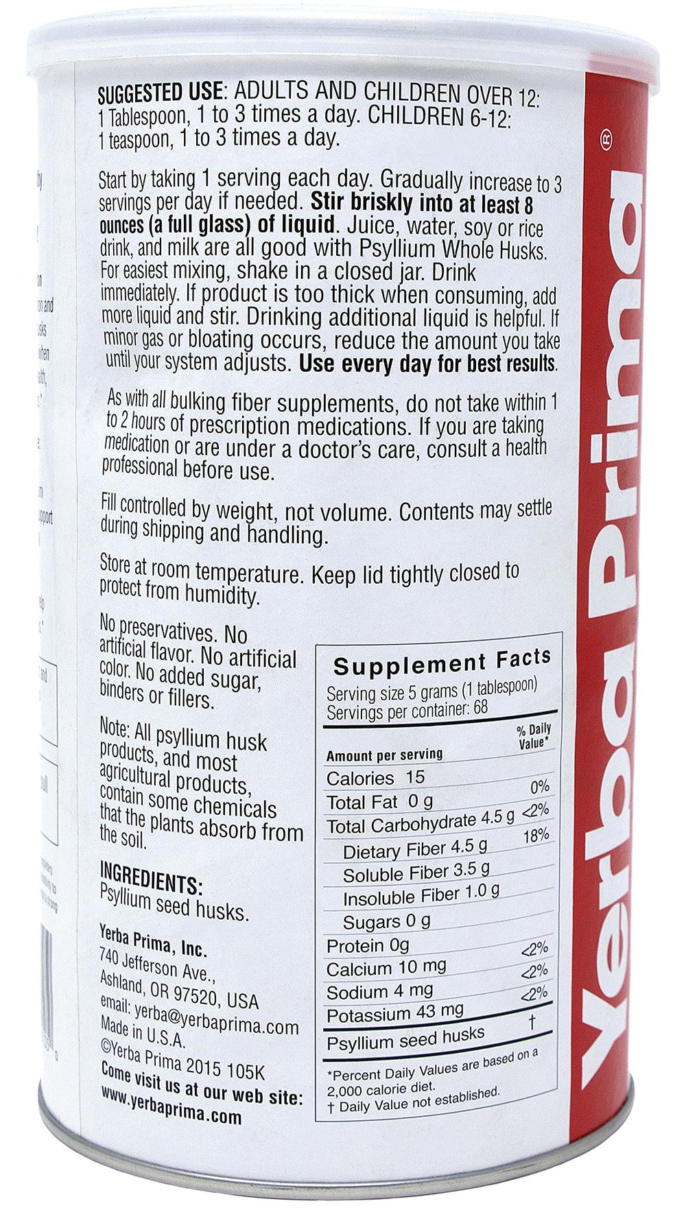 Packaging and branding of Yerba Prima Psyllium Husk