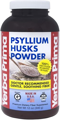 Front view of Yerba Prima Psyllium Husk Powder 12 oz
