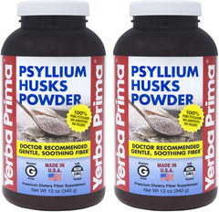 Front label image of Yerba Prima Psyllium Husk Powder 12 oz pack of 2