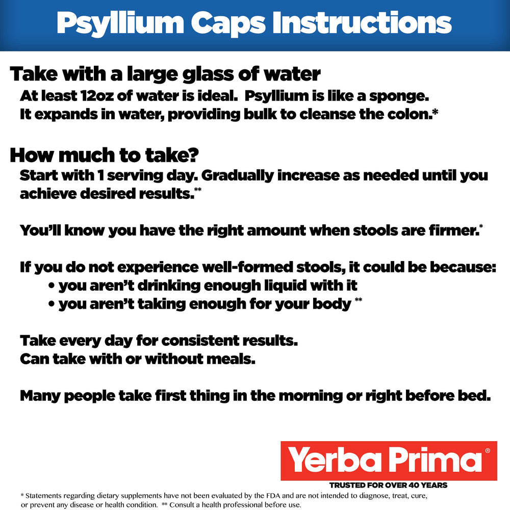 Front view of Yerba Prima Psyllium Husks bottle label