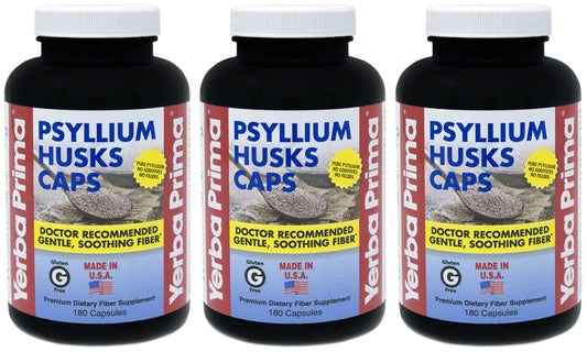 Yerba Prima Psyllium Husk Caps bottle with 180 capsules