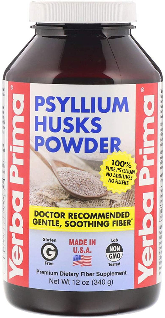 Yerba Prima Psyllium Husks Fiber Powder 12 oz bottle