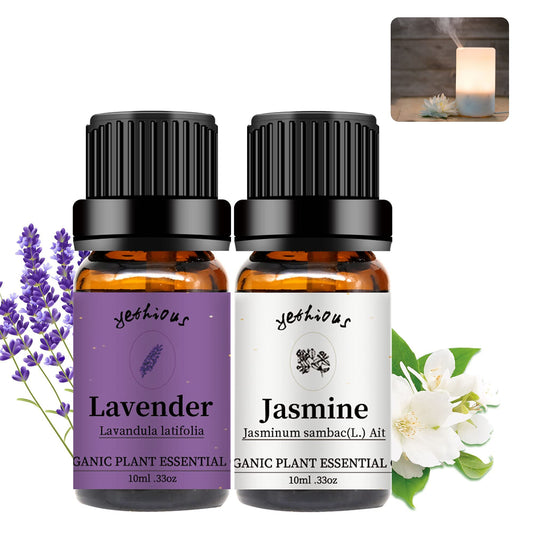 Yethious Jasmine and Lavender Essential Oil Set bottles – front view