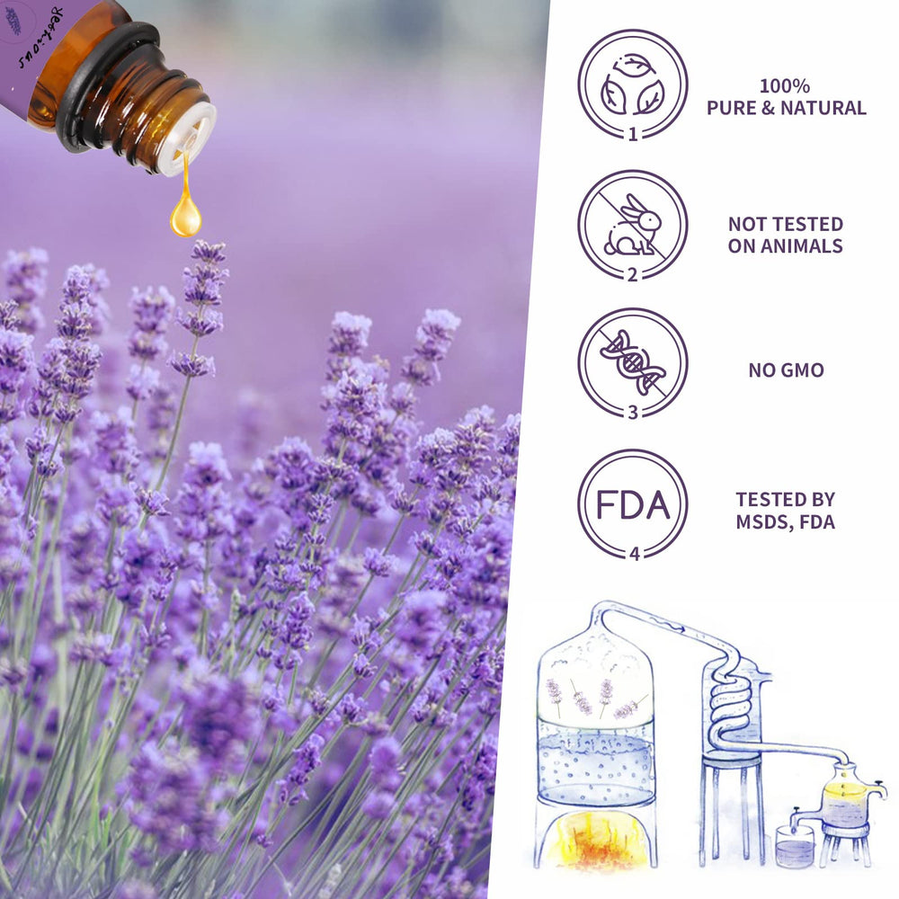 Front view of Yethious lavender oil bottle
