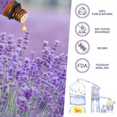 Front view of Yethious lavender oil bottle