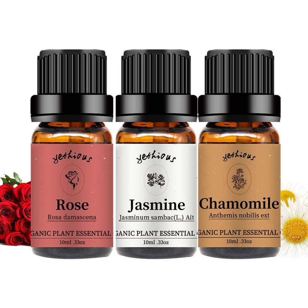 Amber glass bottle of rose essential oil (10ml)