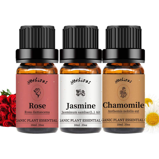 Amber glass bottle of rose essential oil (10ml)