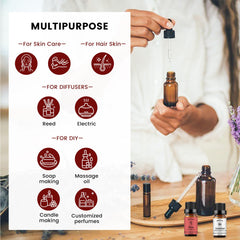 Two 10ml essential oil bottles for diffuser, rose and jasmine scents