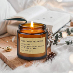 Cedar Teakwood candle in amber jar