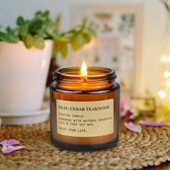 Fresh Rose candle in amber jar