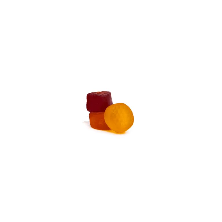 Close-up of YHN Mixed Berry Orange Peach gummies