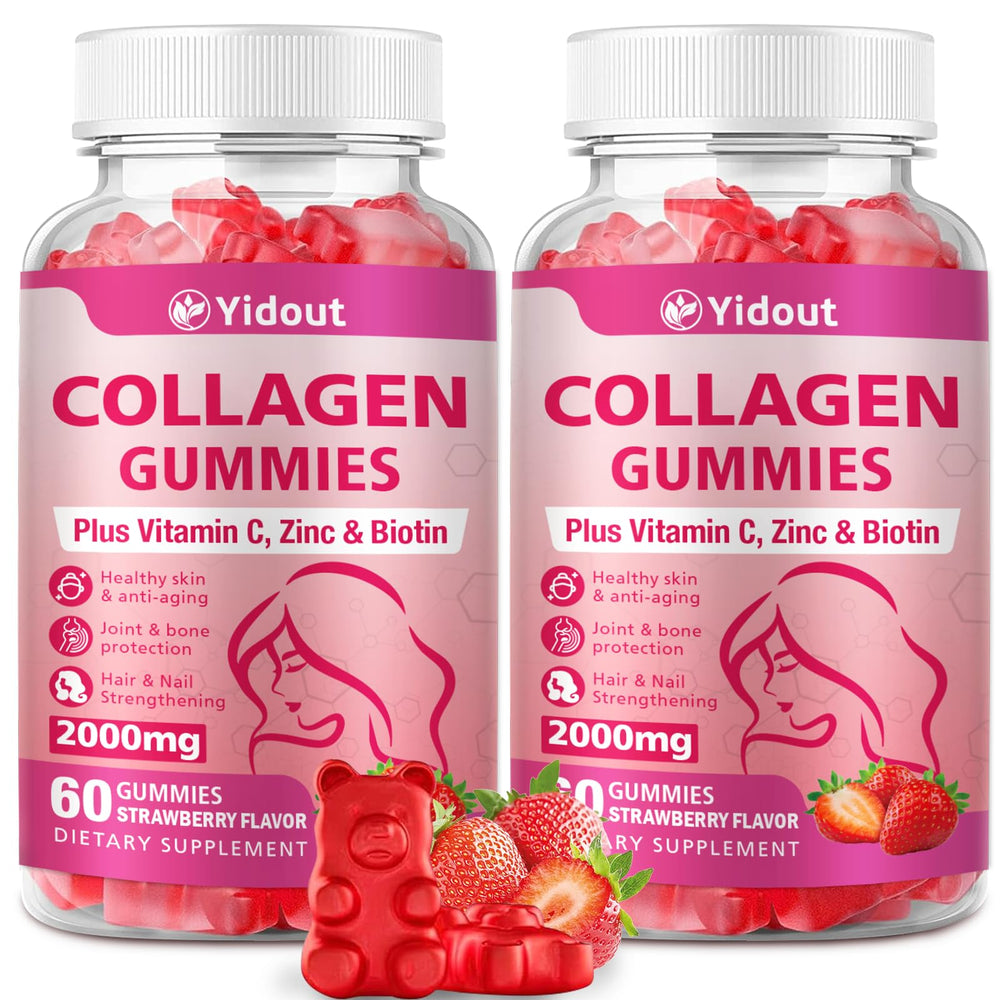 Yidout Collagen Gummies Strawberry flavor bottle – front view