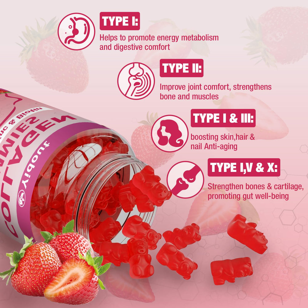 Pack of 2 bottles with 60 gummies each for hair, skin and nails support