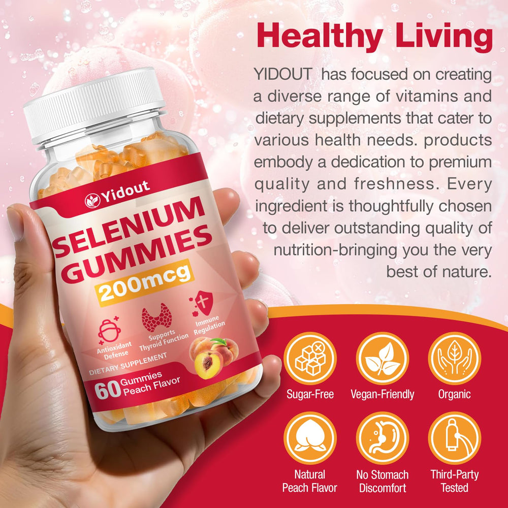 Product box and bottle display for Yidout Selenium thyroid gummies