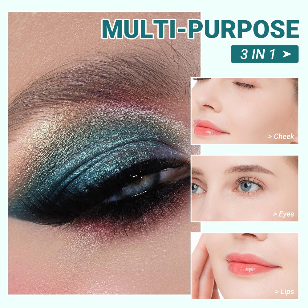 YiGuMy refillable eyeshadow palette duo-chrome shifts under light