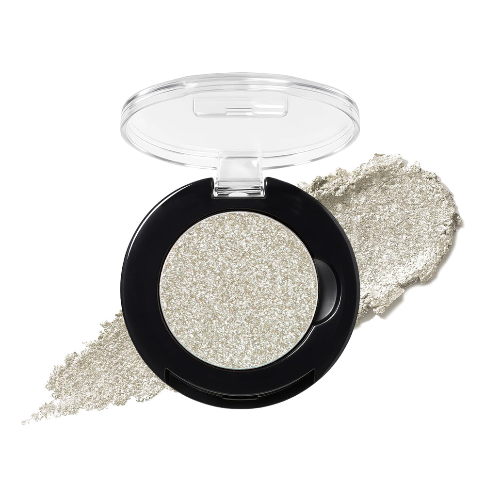 YiGuMy refillable eyeshadow palette open with matte, glitter and duo-chrome pans for versatile looks