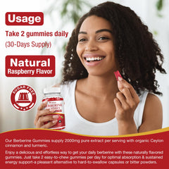 Serving illustration showing 2,000mg Berberine and 500mg Cinnamon per serving