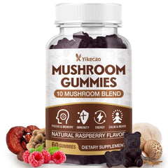 Yikecao Mushroom Gummies bottle – Raspberry flavor, 60 count