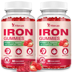 Front view of Yikecao vegan iron gummies 2-pack