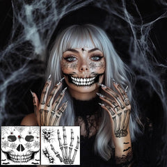 Yitla waterproof, non-toxic tattoos stay vibrant through Halloween fun.
