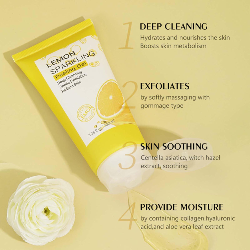 YJLYQF Lemon Exfoliating Gel packaging on display highlighting premium skincare.