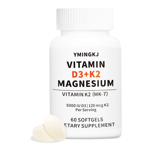 YMINGKJ Vitamin D3 K2 5000 IU softgels with magnesium and MCT oil – 60 count
