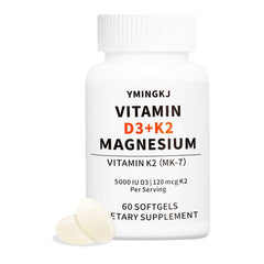 YMINGKJ Vitamin D3 K2 5000 IU softgels with magnesium and MCT oil – 60 count