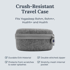 Yogasleep case shows durable EVA material for rugged on-the-road protection.