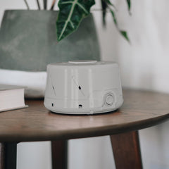 Yogasleep Dohm Classic Gray travel-ready setup, easy to pack for trips and meditation