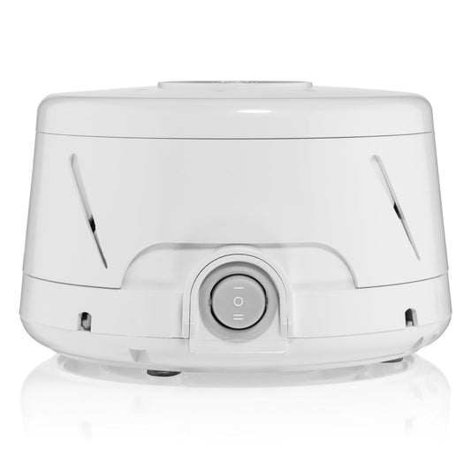 Yogasleep Dohm Classic white front view promotes restful sleep with timeless design.