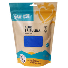 Front view of Yogi Super Foods Blue Spirulina Powder 16oz bag