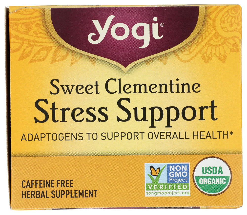 Prepared cup of Yogi Tea Sweet Clementine Stress Support