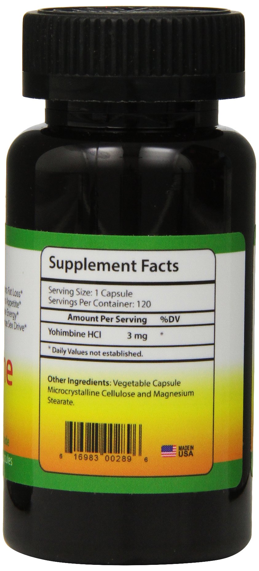 Close-up of Yohimbine HCl capsules